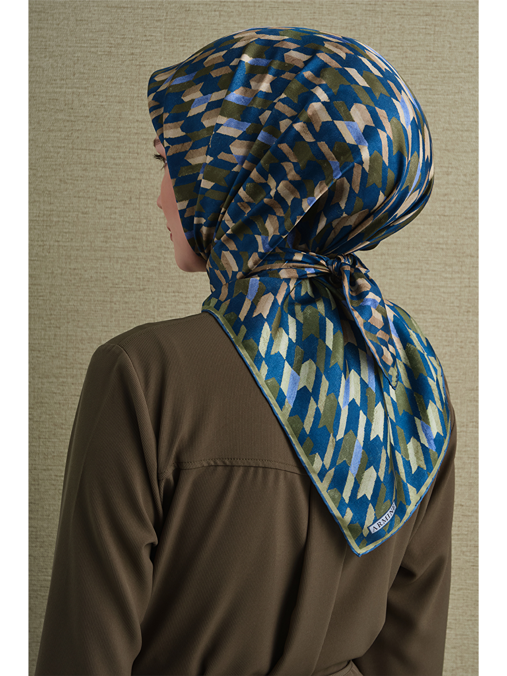 Yeşil Saf İpek Twill Eşarp 9623d 50-4