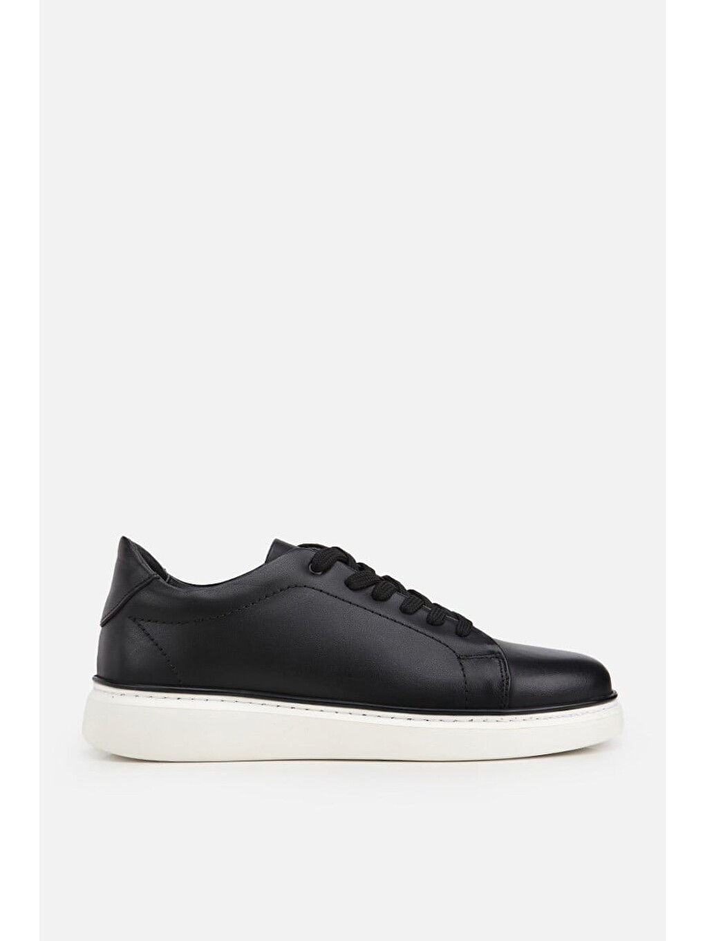 Erkek Siyah Bağcıklı Kalın Tabanlı Günlük Sneaker