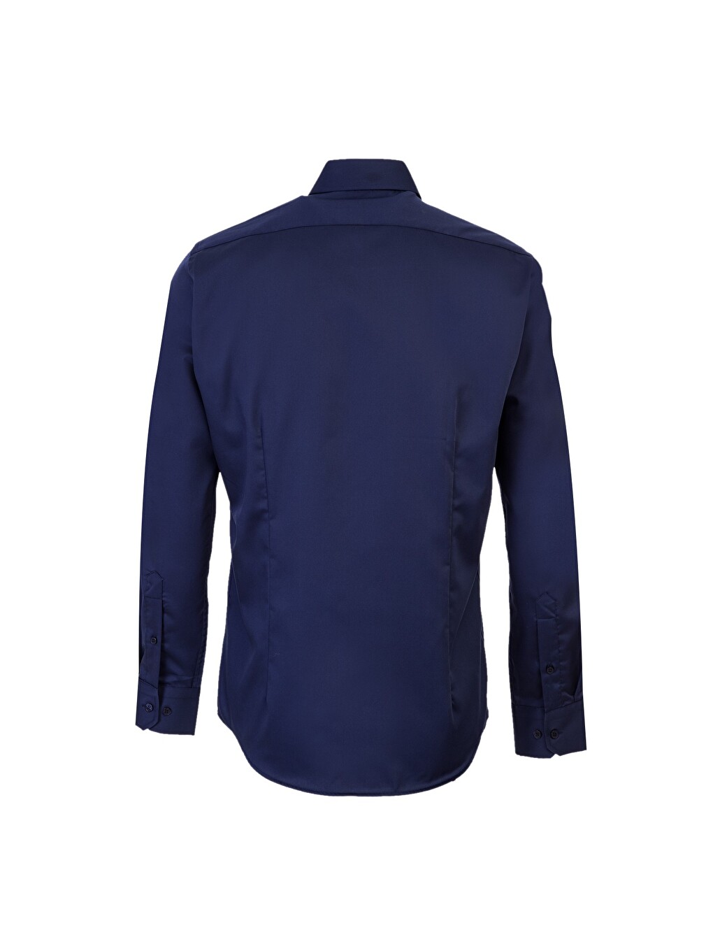 Lacivert Uzun Kol Slim Fit Dar Kesim Klasik Pamuk Gömlek-1