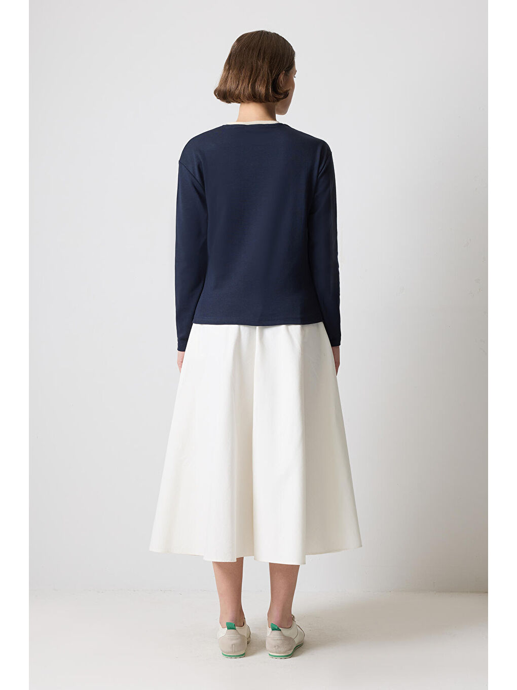 Lacivert Ribana Yaka T-Shirt-3