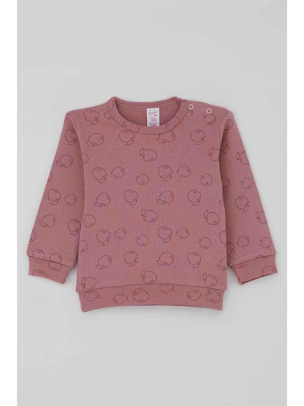 Pembe Kız Bebek Pijama Takımı Omuzdan Patlı Elma Bahçesi Gülkurusu (4 Ay-1 Yaş)-1