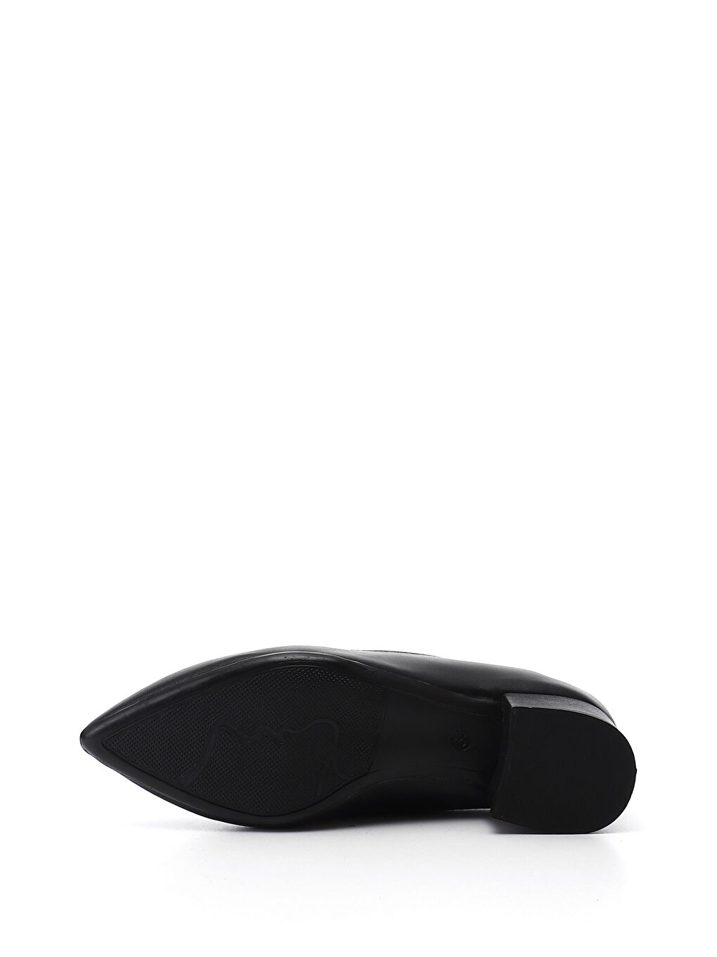 Siyah Kadın SİYAH Kısa Kalın Topuklu Hakiki Deri Ayakkabı-3