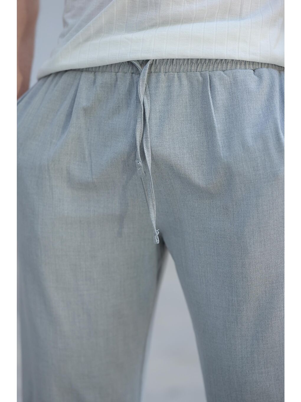 Gri  Beli Ayarlanabilir Rahat Kesim Erkek Pantolon E6564-3