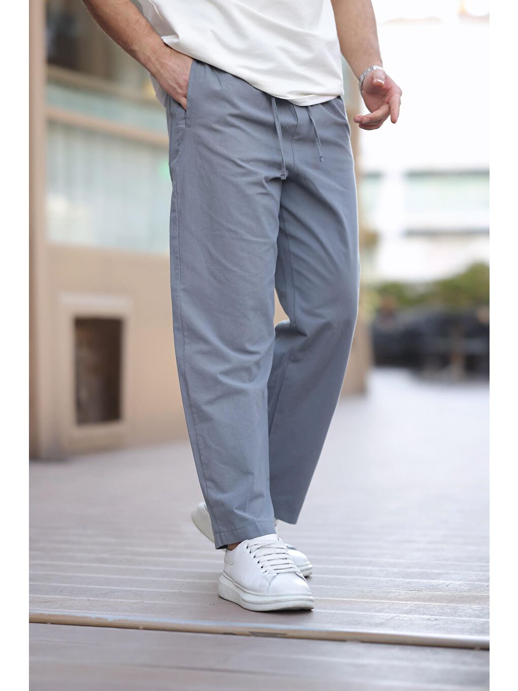 Gri Füme Rahat Kesim Erkek Pantolon E6561-1