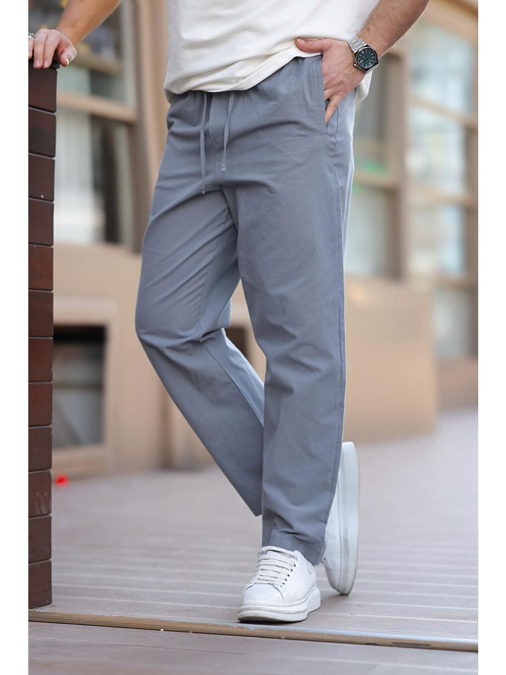 Gri Füme Rahat Kesim Erkek Pantolon E6561-2