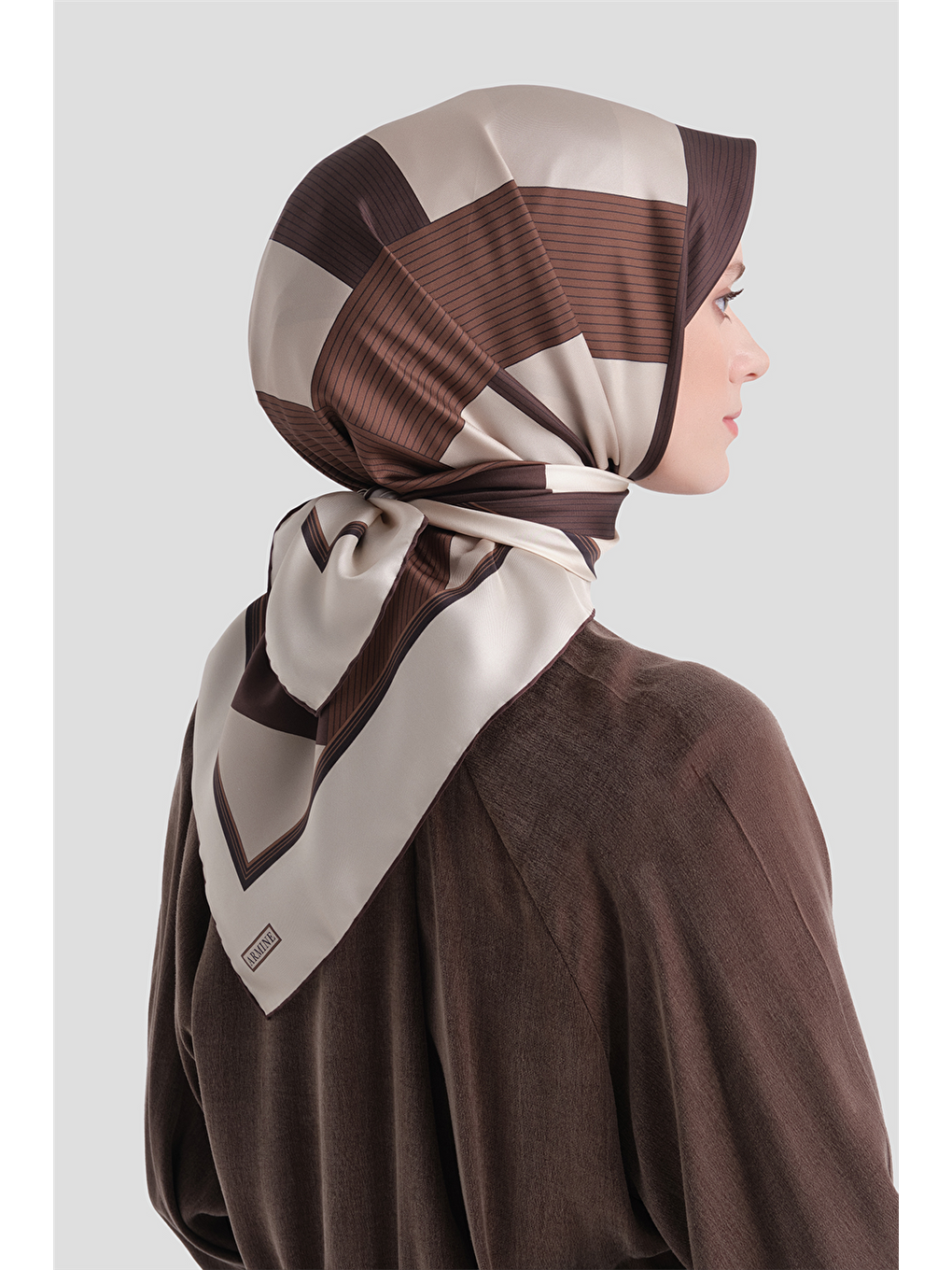 Kahverengi Saf İpek Twill Eşarp 9610d 50-3