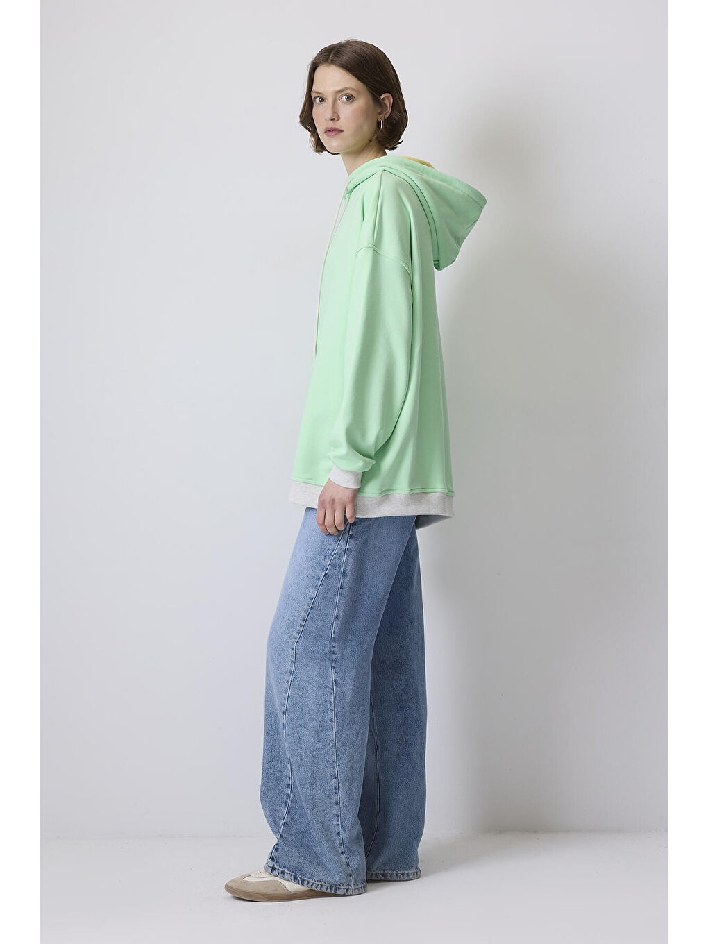 Yeşil Oversıze Sweatshırt-2