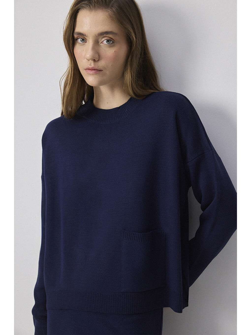 Lacivert Cepli Tunik Etek Triko Takım-1