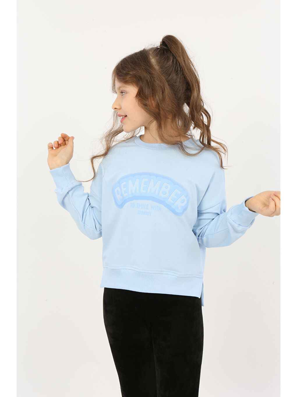 Toontoykids Mavi Kız Çocuk Remember Baskılı Sweatshirt