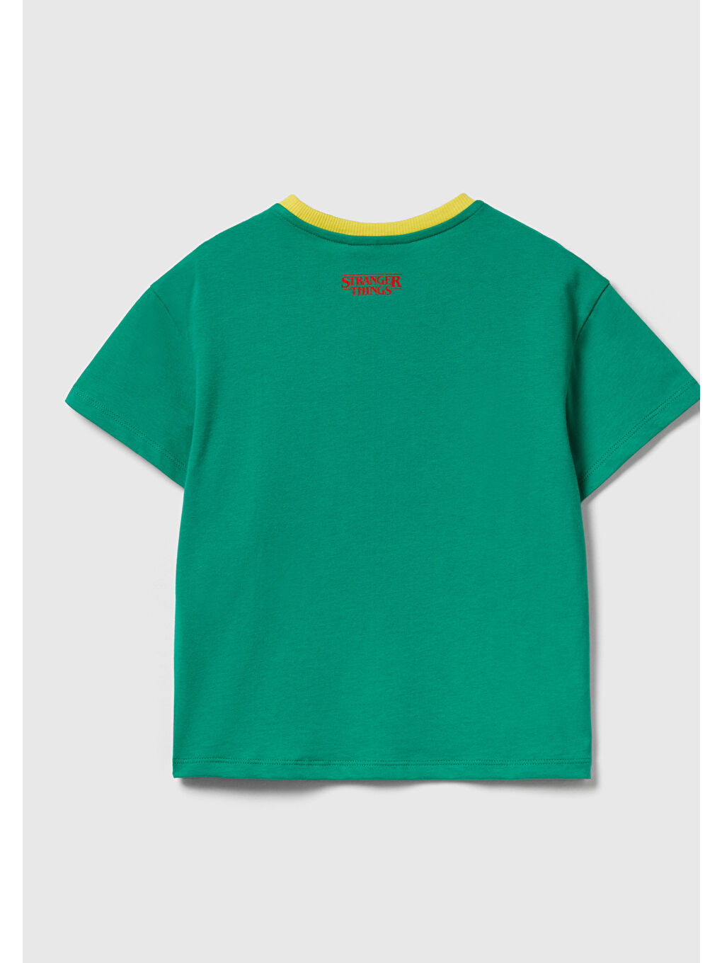 Kız Çocuk Yeşil %100 Pamuk Stranger Things Ön Baskılı Kısa Kollu T-Shirt-1
