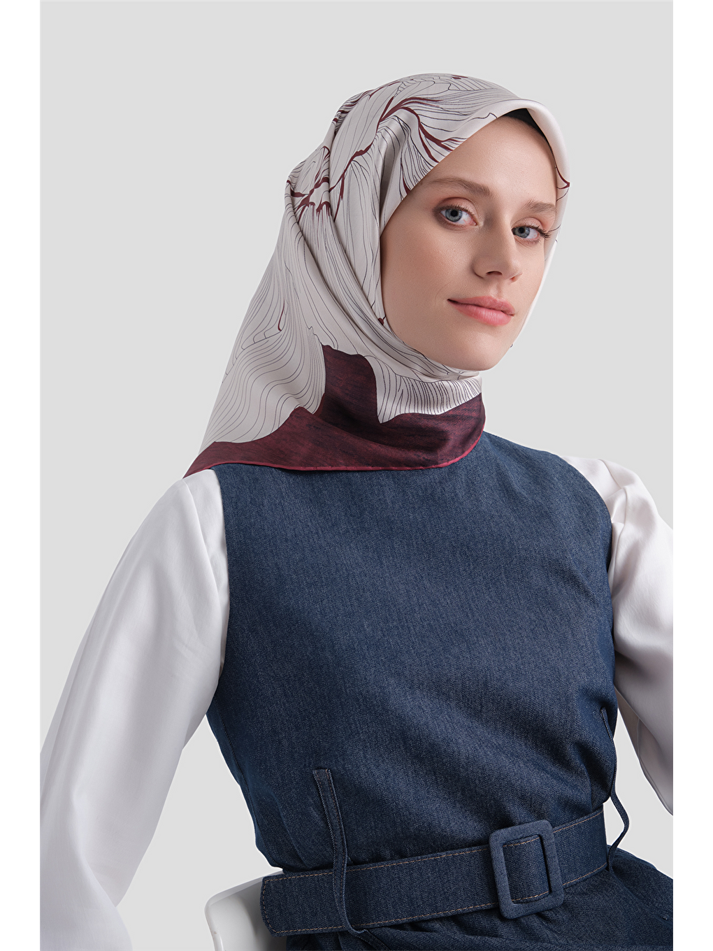 Bordo Saf İpek Twill Eşarp 9639d 81-1