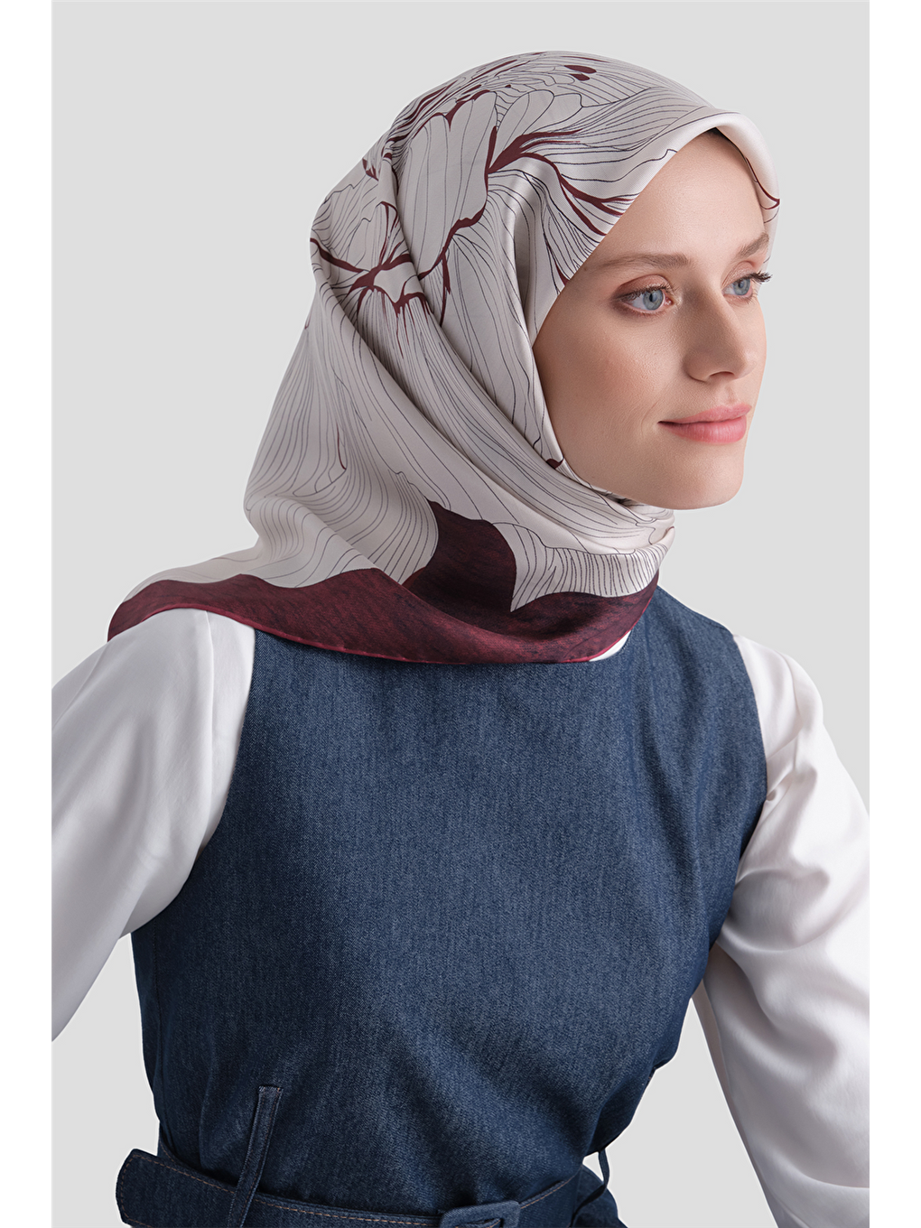 Bordo Saf İpek Twill Eşarp 9639d 81-2