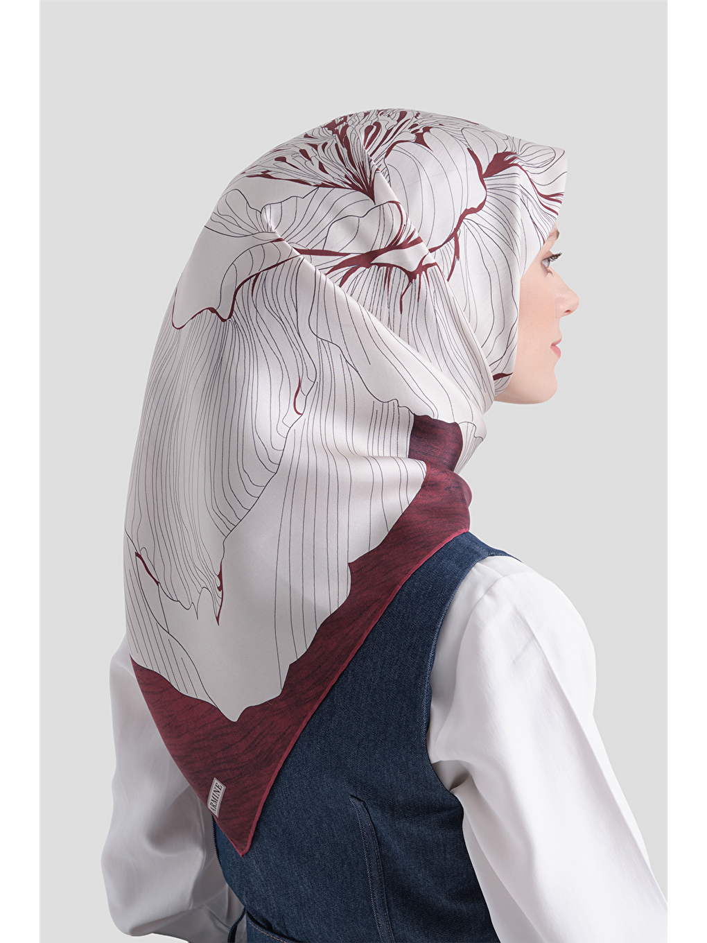 Bordo Saf İpek Twill Eşarp 9639d 81-3