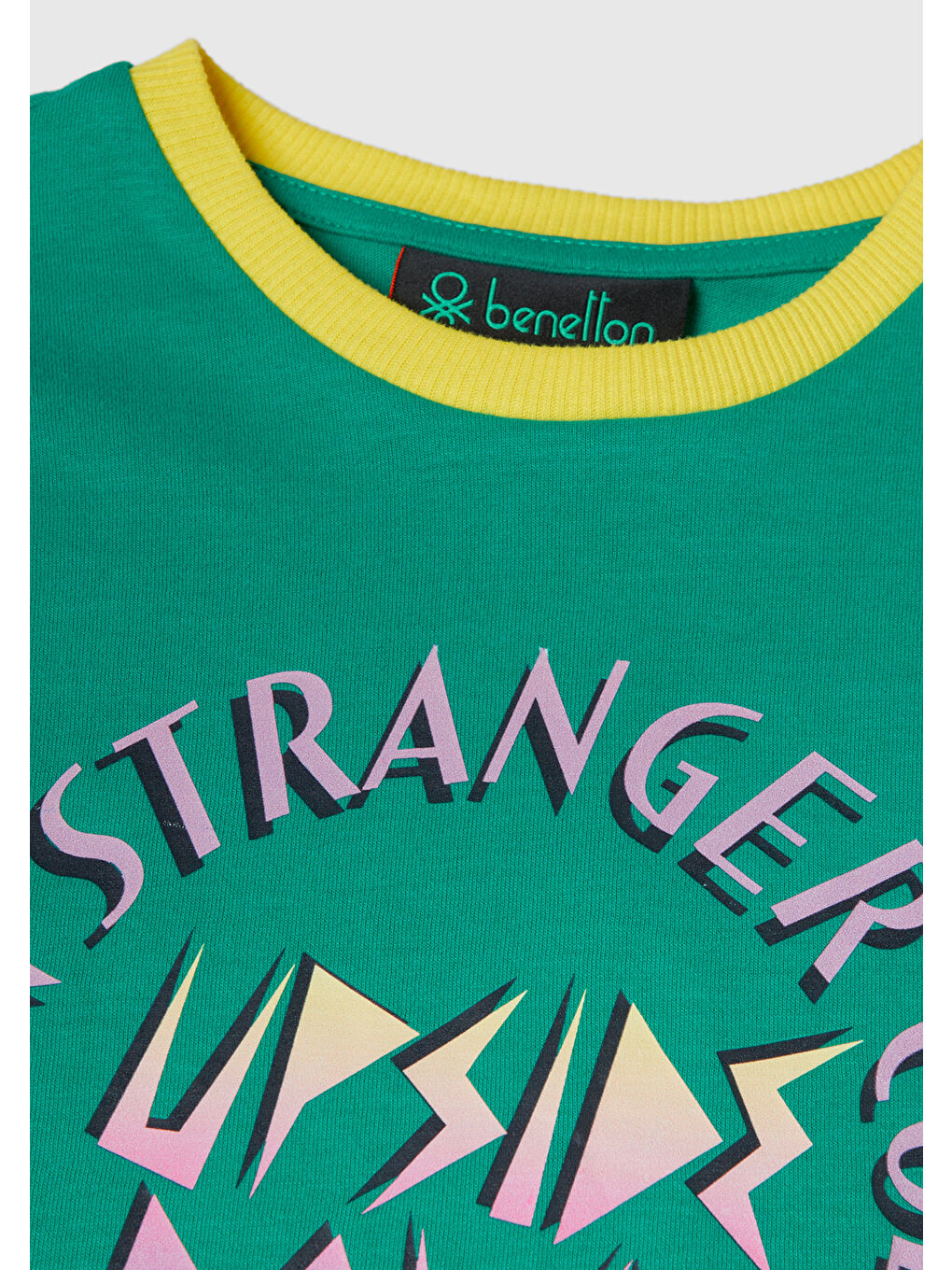 Kız Çocuk Yeşil %100 Pamuk Stranger Things Ön Baskılı Kısa Kollu T-Shirt-2