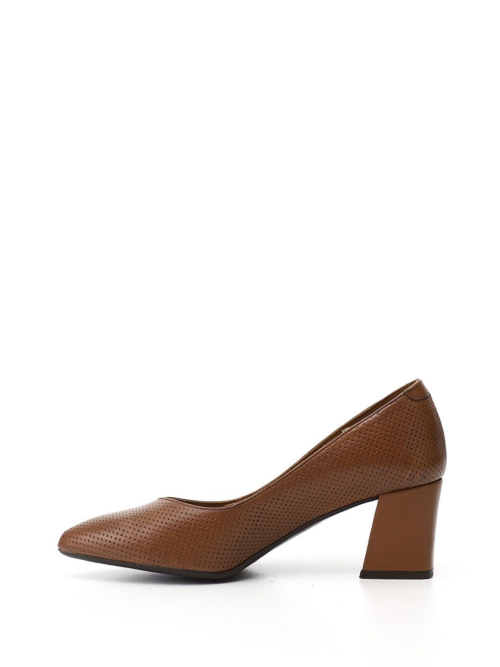 Kahverengi Kadın KAHVERENGİ-TABA Sivri Burun Orta Kalın Topuklu Hakiki Deri Ayakkabı-2