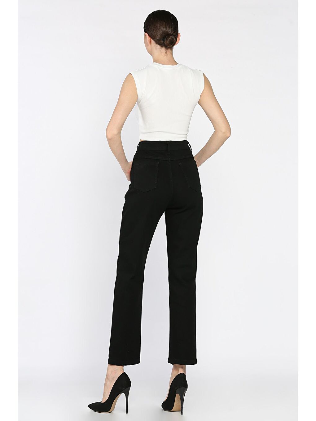 Siyah Paça Yırtmaçlı Elastanlı Kadın Jean Jean Pantolon-3