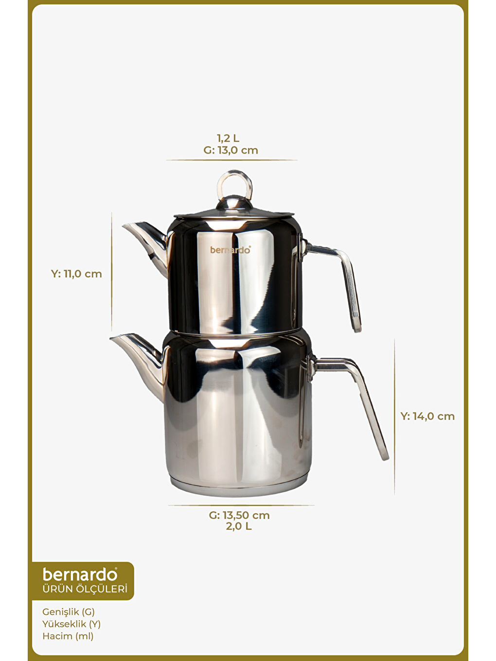 Gri Vellora Çelik Çaydanlık Takımı Orta-1