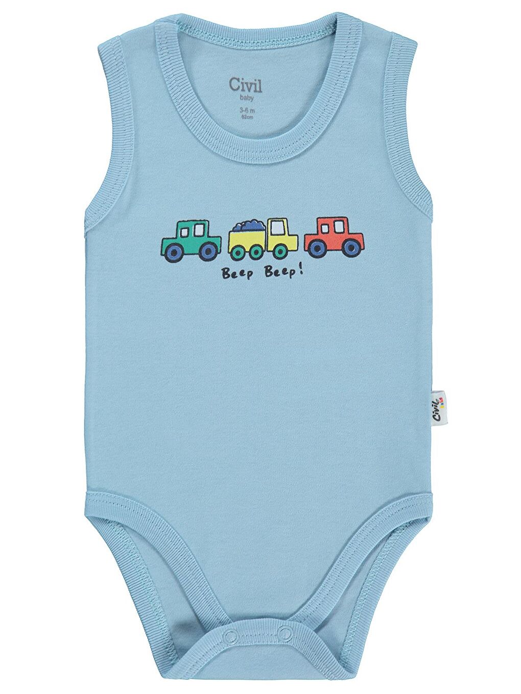 Baby Araba Baskılı 3-36 Ay Çıtçıtlı Badi - Mavi