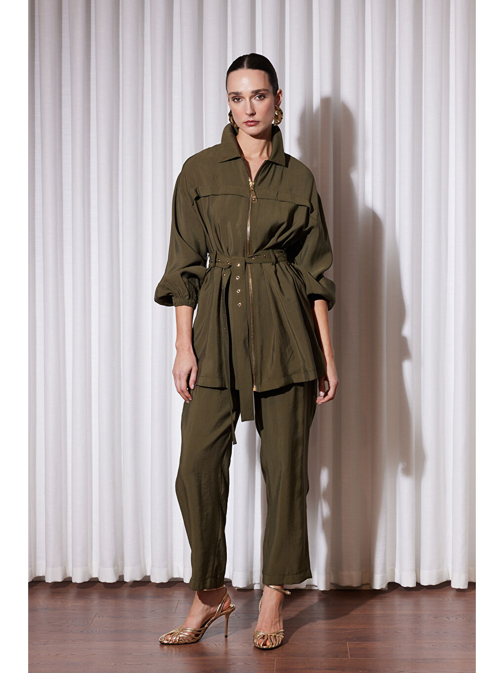 Nakışlı Kemerli Takım 5283 Haki-4