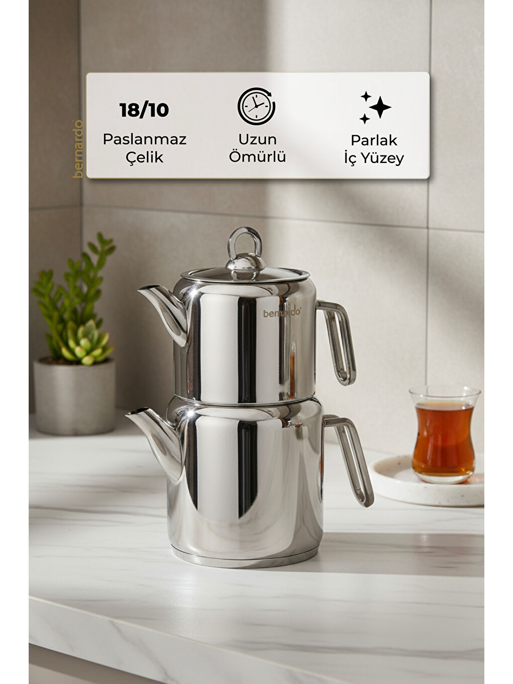 Gri Vellora Çelik Çaydanlık Takımı Orta-4