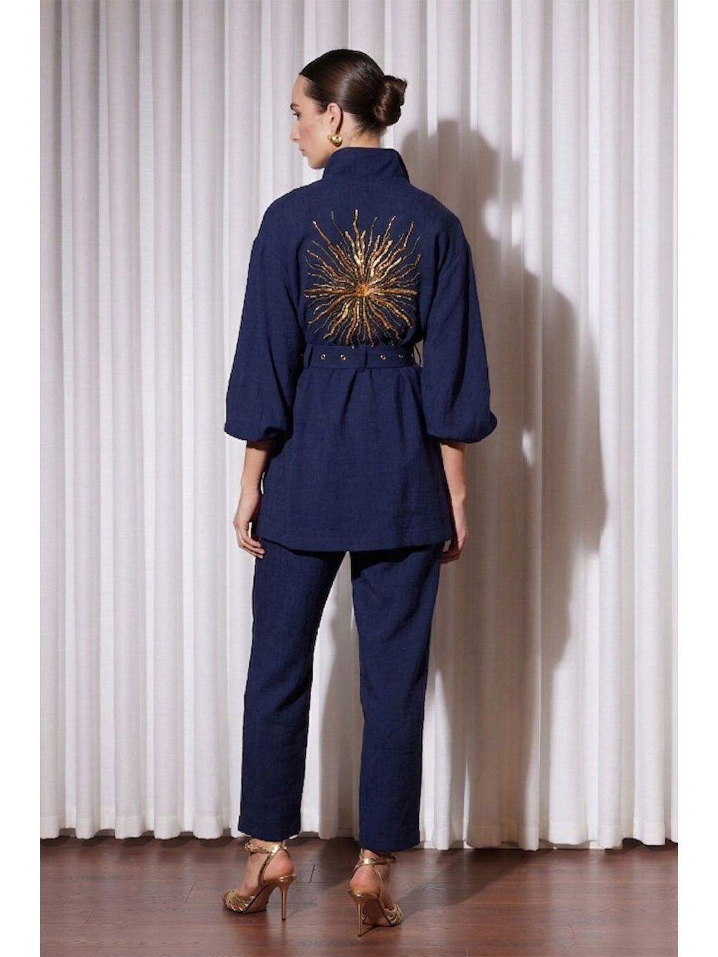 Nakışlı Kemerli Takım 5283 Lacivert-3