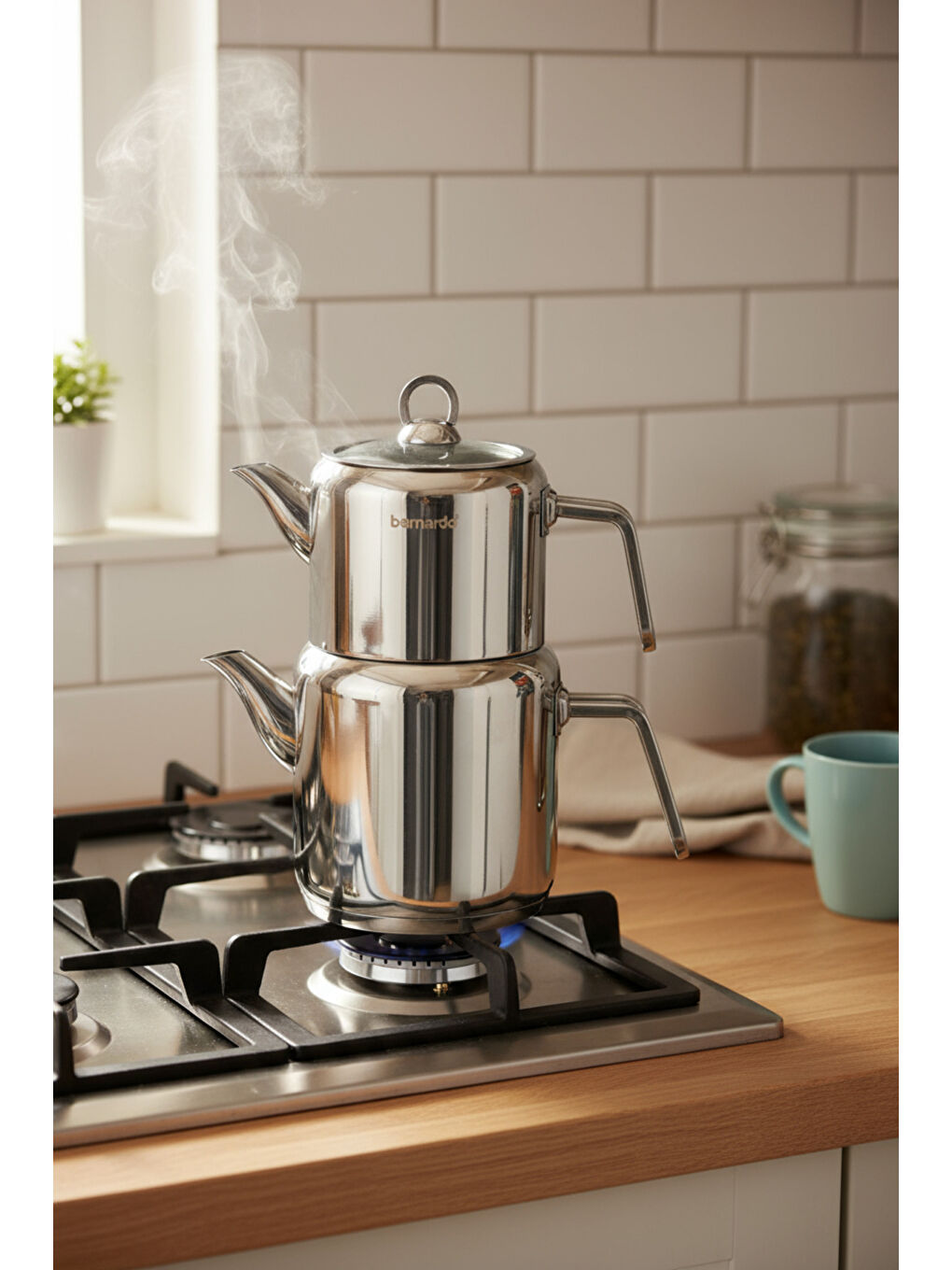 Gri Vellora Çelik Çaydanlık Takımı Orta-5