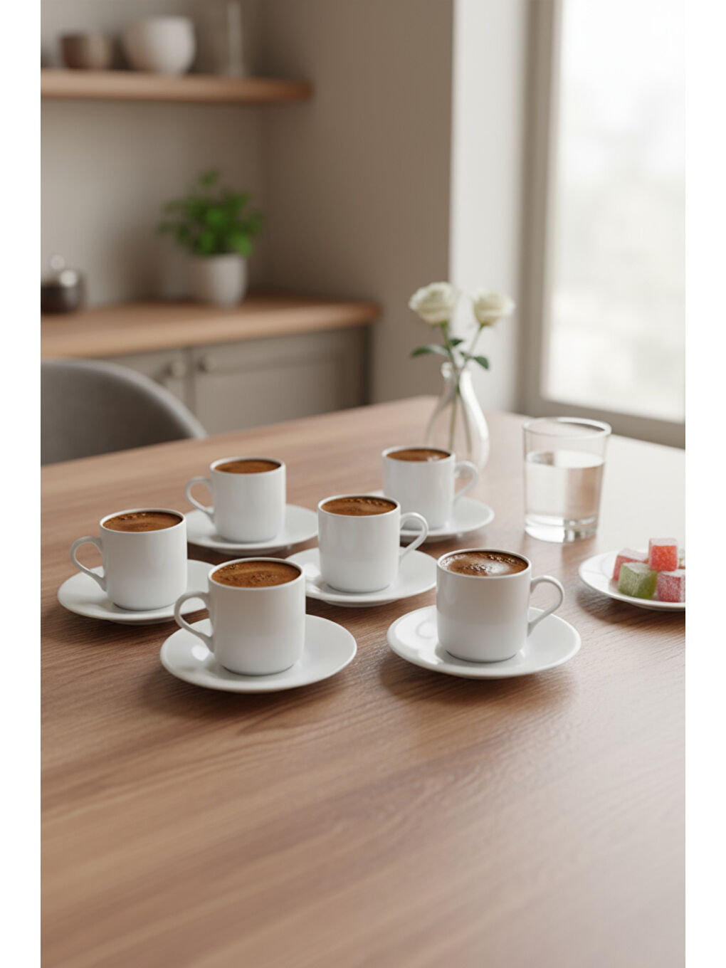 Beyaz Hermes 6 Kişilik Fincan Takımı