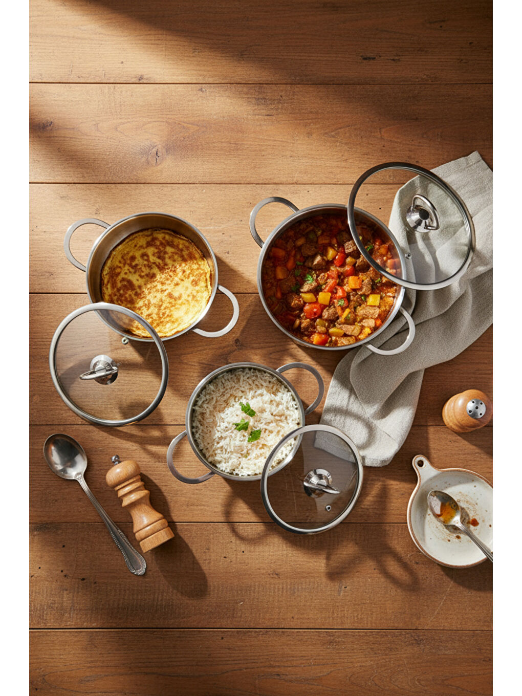 Gri Meyra 6 Parça Çelik Sahan Seti-4