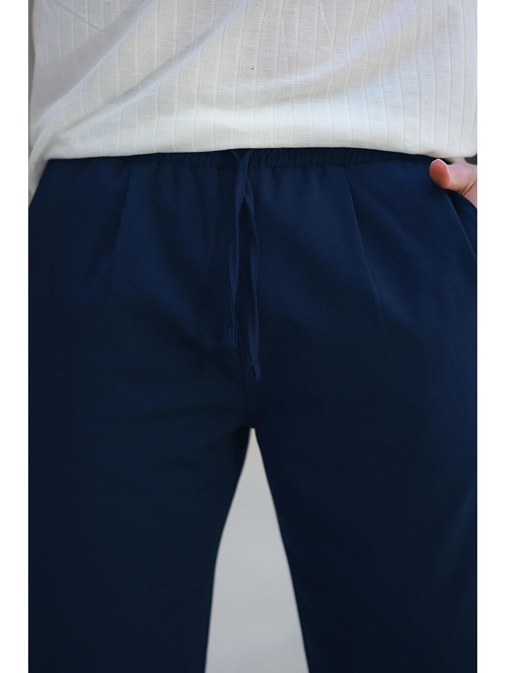 Lacivert Beli Ayarlanabilir Rahat Kesim Erkek Pantolon E6564-3