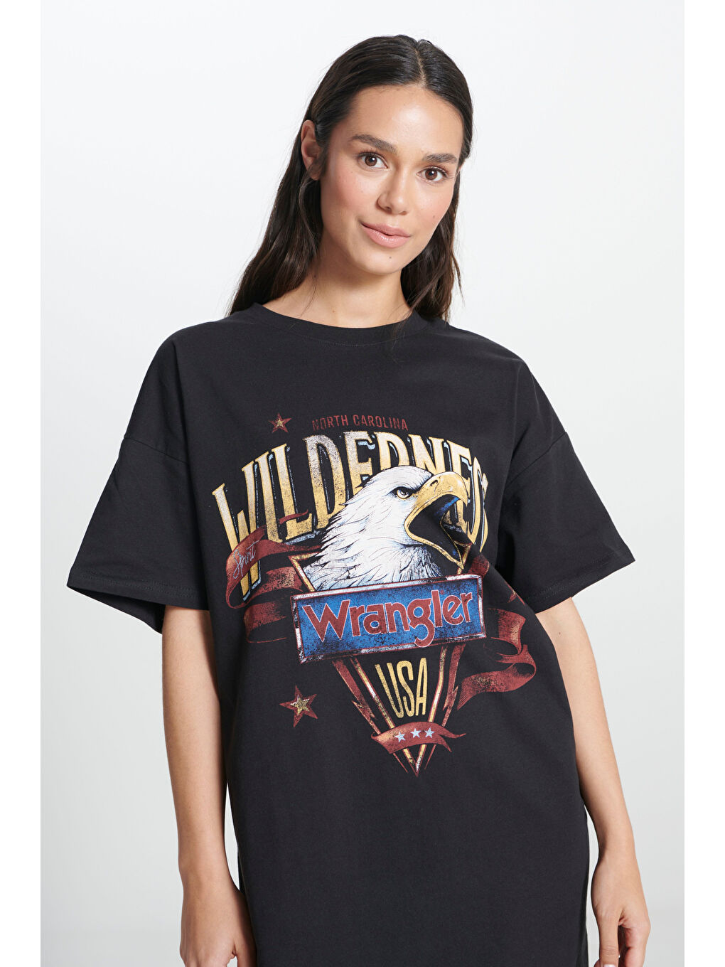 Loose Fit Rahat Kesim %100 Pamuk Kısa Kollu Siyah Elbise-2