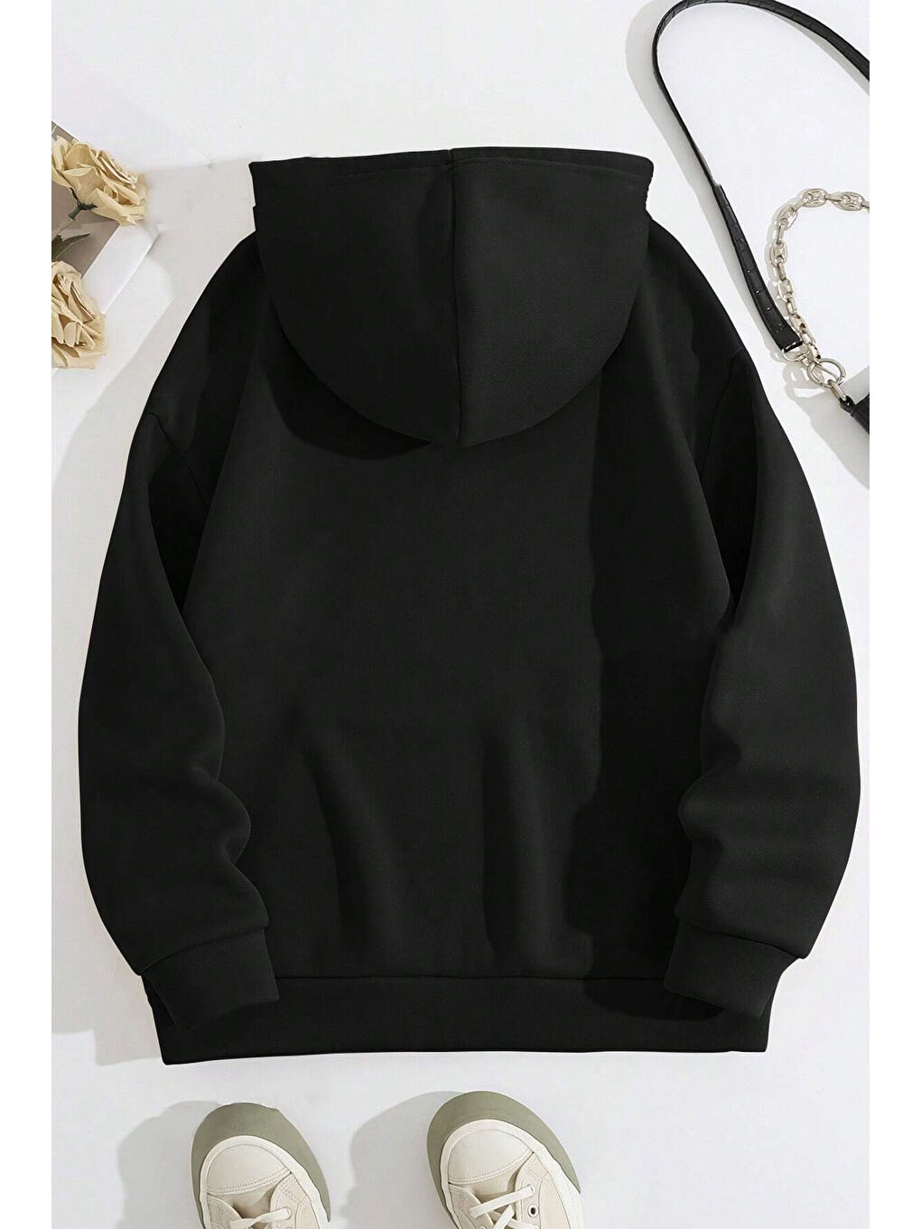 uyguntarz Siyah Meraklı Ördek Baskılı Oversize Sweatshirt - 1