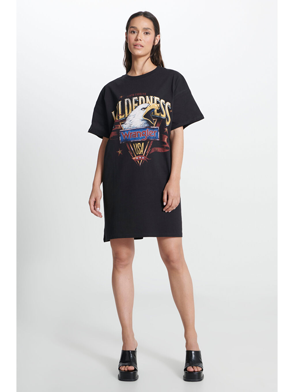 Loose Fit Rahat Kesim %100 Pamuk Kısa Kollu Siyah Elbise-3