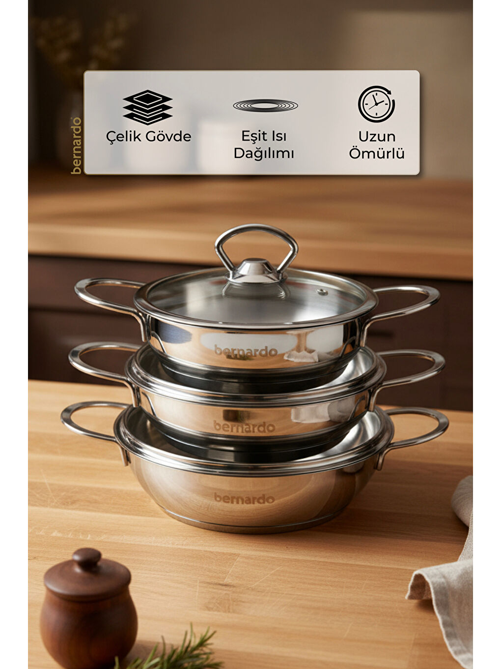 Gri Meyra 6 Parça Çelik Sahan Seti-7