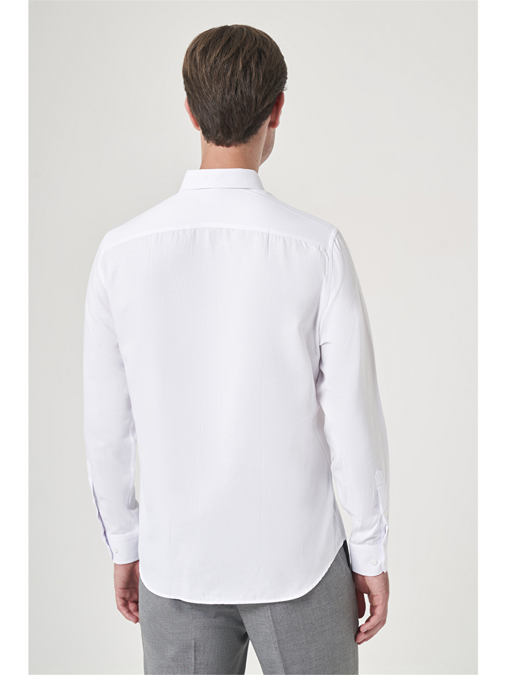 Beyaz Düğmeli Yaka Oxford Slim Fit Pamuklu Gömlek 1004265124-4