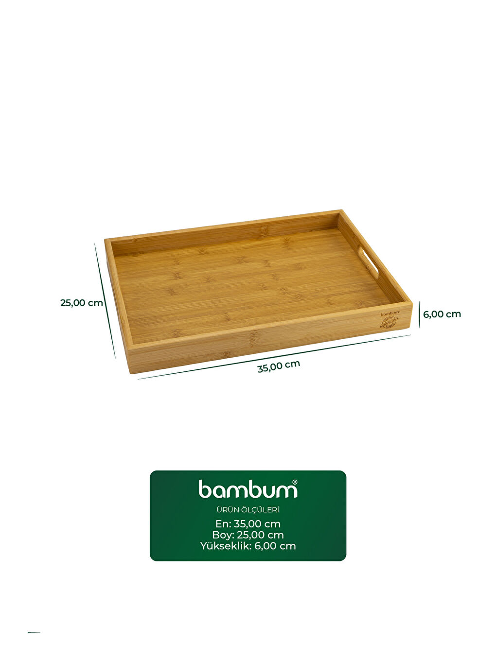 Kahverengi Lara Bambu Desenli Tepsi Orta-1