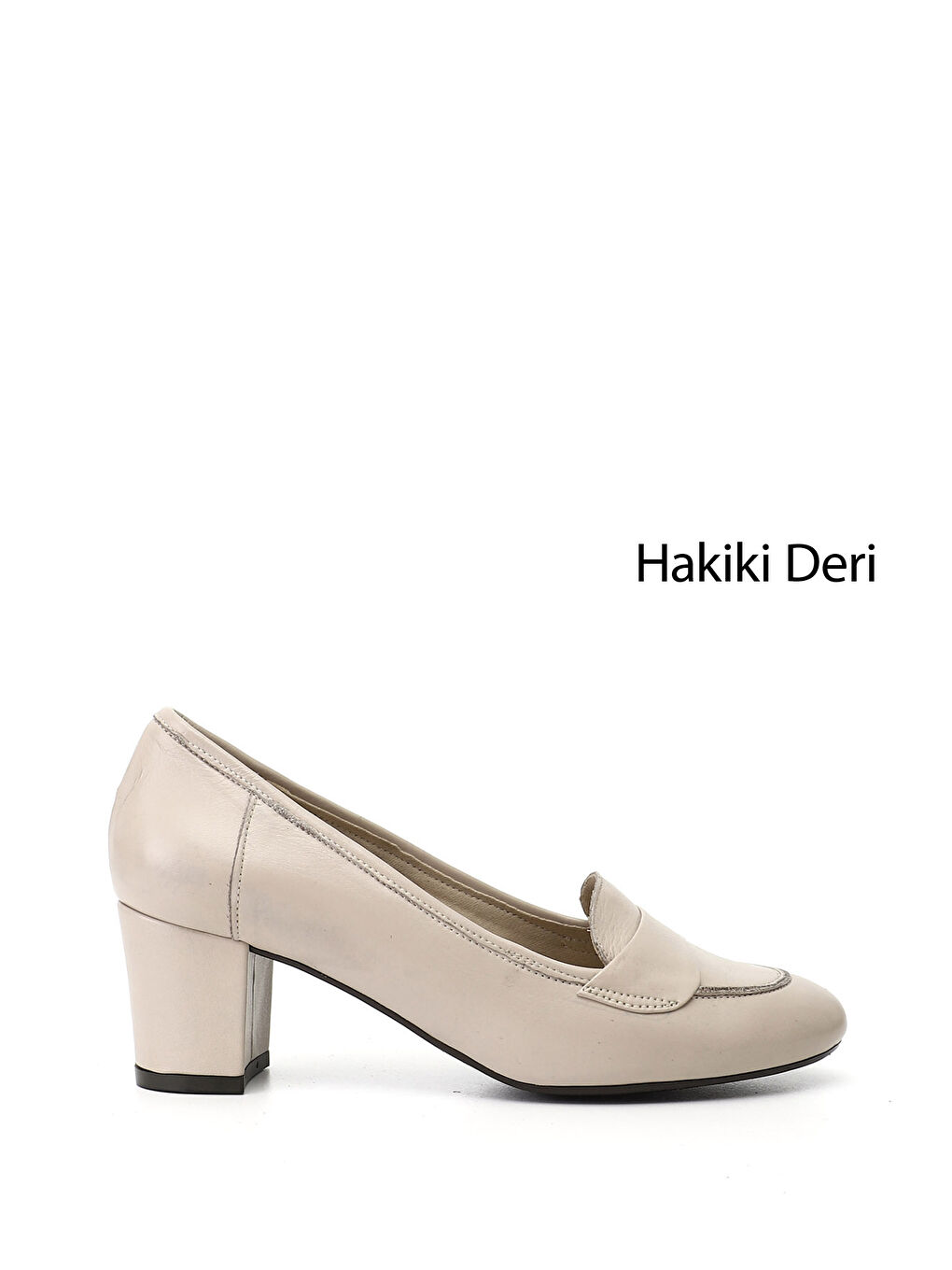 Bej Kadın AÇIK BEJ Kalın Topuklu Hakiki Deri Ayakkabı