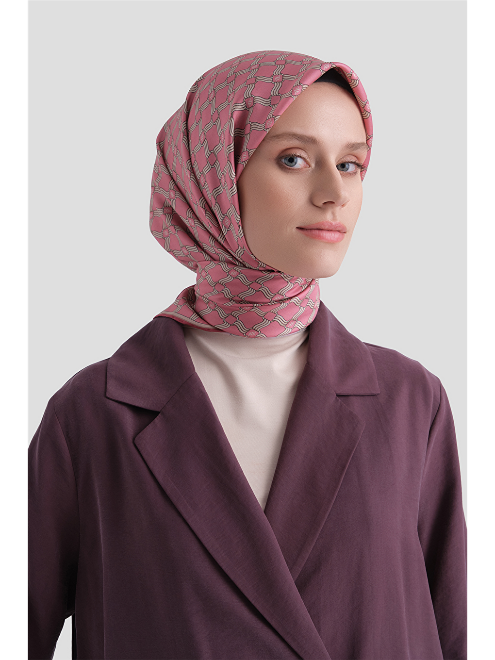 Pembe Saf İpek Twill Eşarp 9636d 30-1