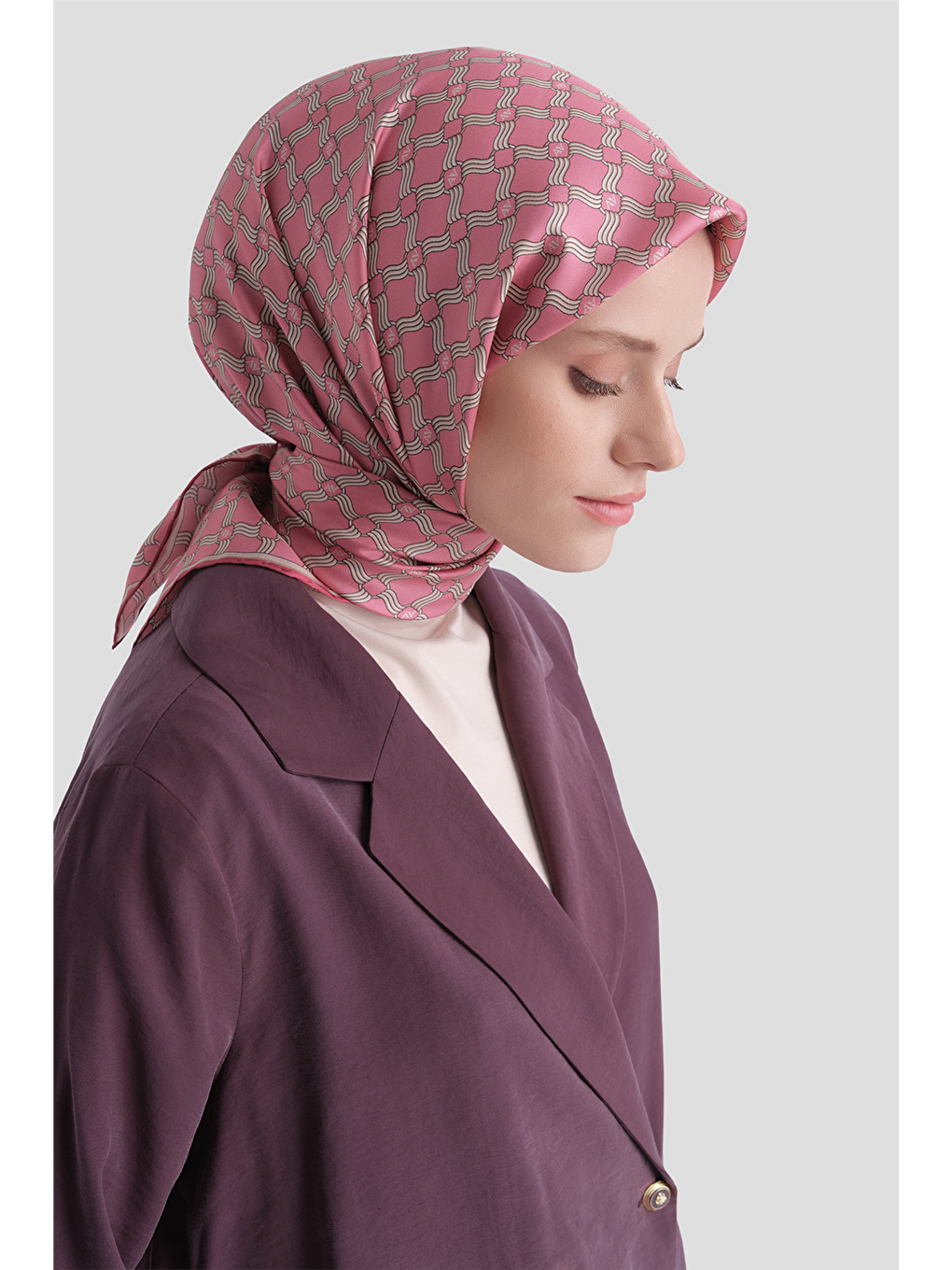 Pembe Saf İpek Twill Eşarp 9636d 30-2