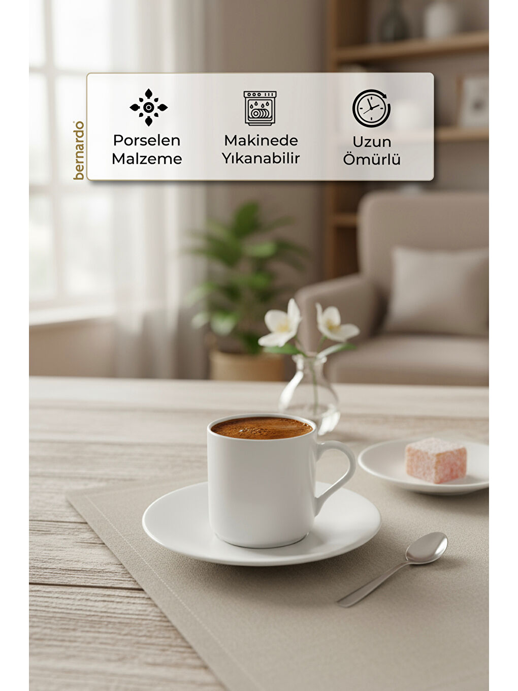 Beyaz Hermes 6 Kişilik Fincan Takımı-4