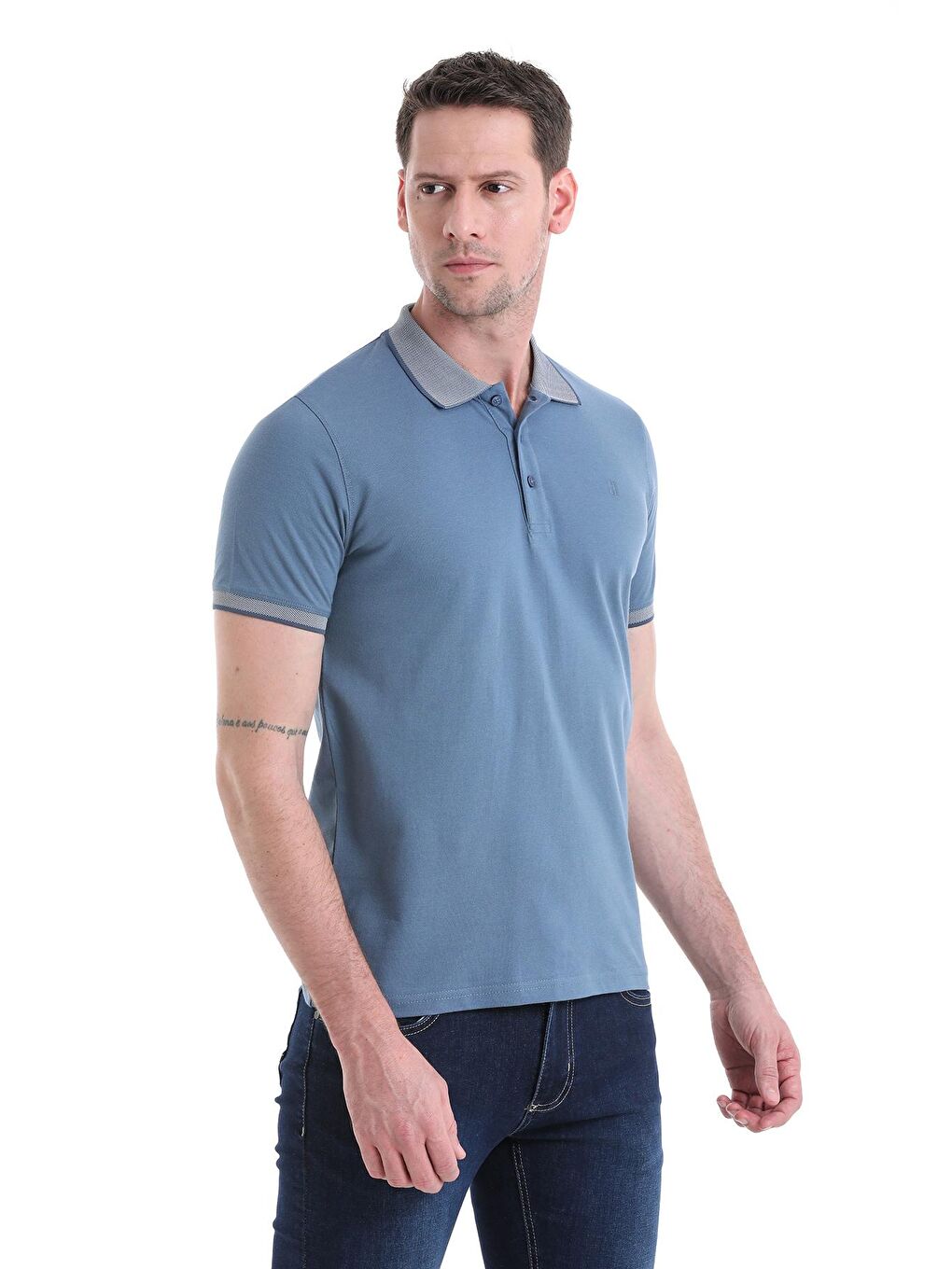 İndigo Regular Fit Düz 100% Pamuklu Polo Yaka Tişört-3