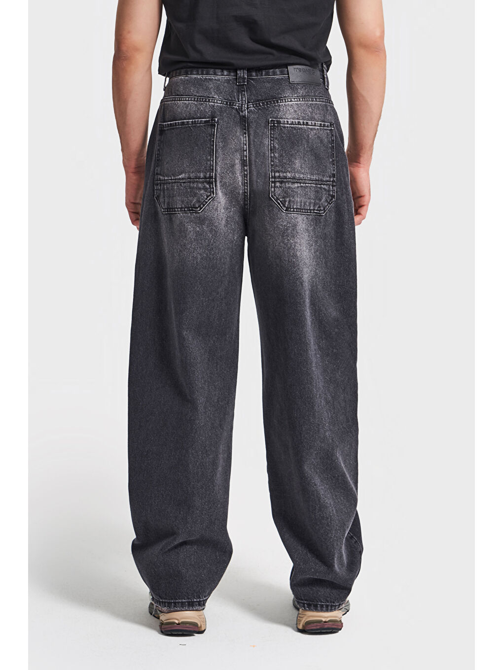 Gri Erkek Füme Rengi 2w5-1 Skater Fit Bol Kesim %100 Pamuk Denim Jean-2