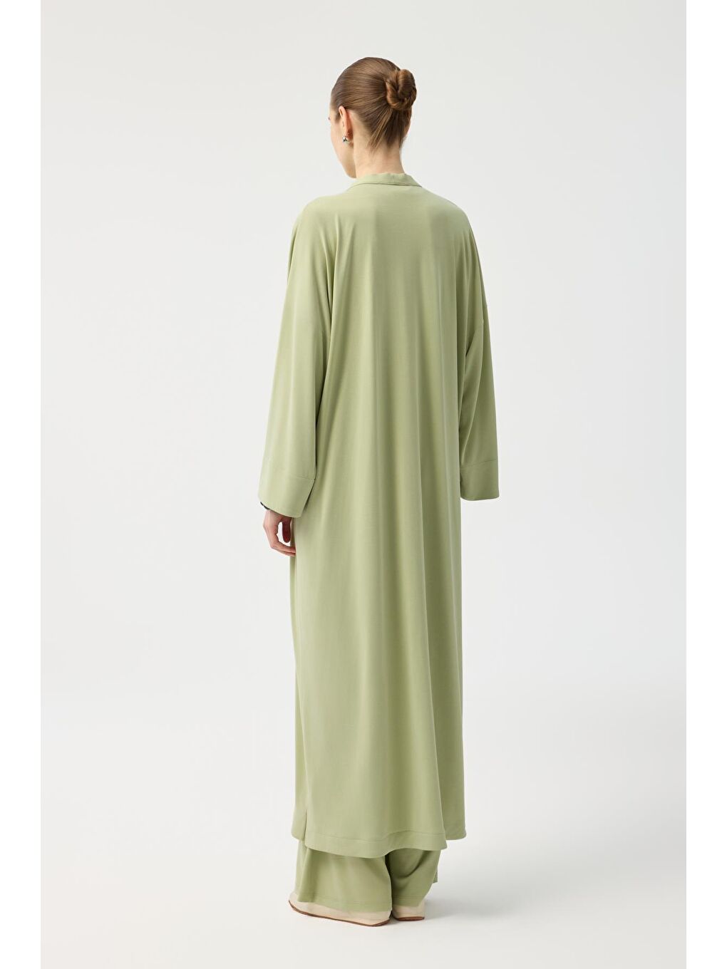 Modal Cupra Pantolon Bluz Abaya Takım Yeşil-8