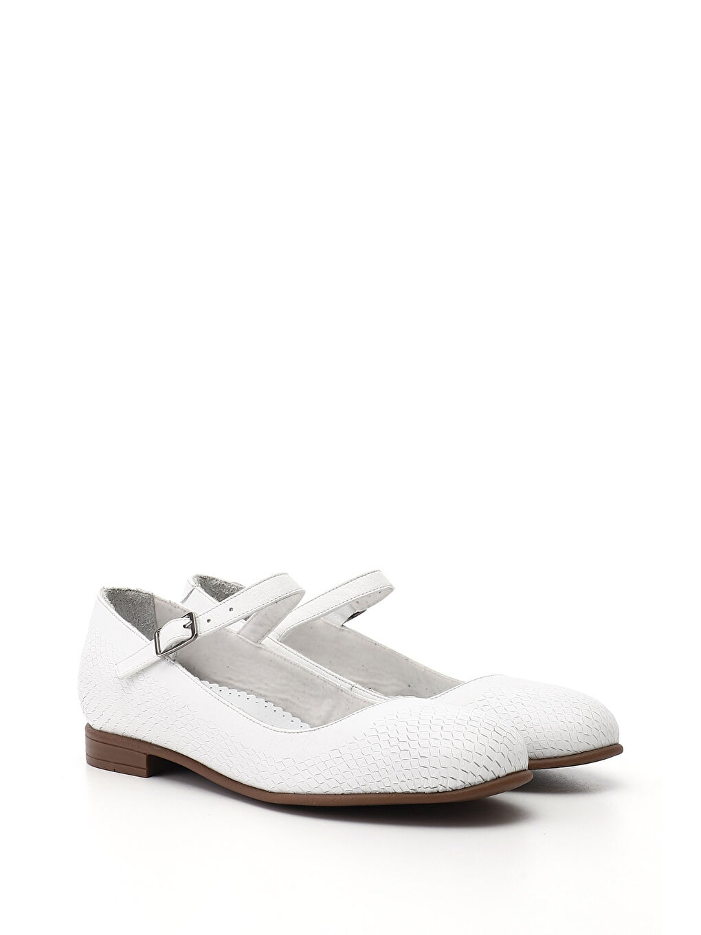 Beyaz Kadın CANLI BEYAZ Mary Jane Hakiki Deri Babet-1