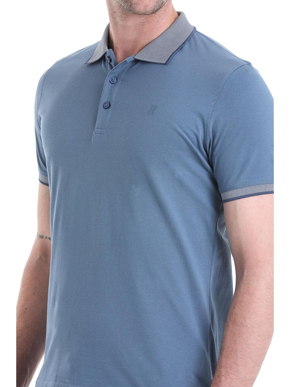 İndigo Regular Fit Düz 100% Pamuklu Polo Yaka Tişört-4