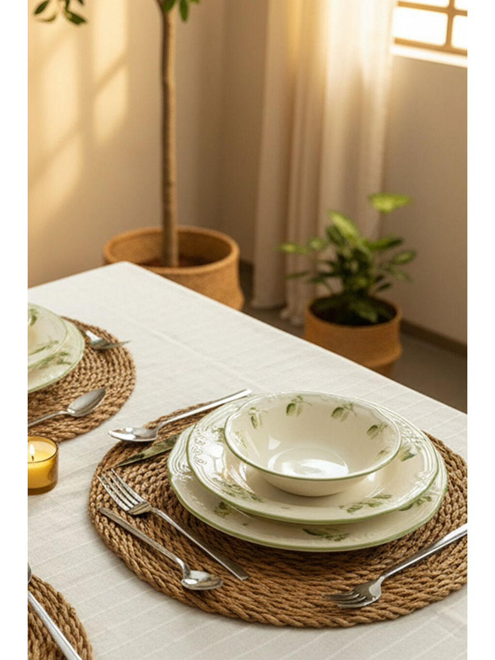 Beyaz Leaf Tifany 24 Parça Yemek Takımı-2