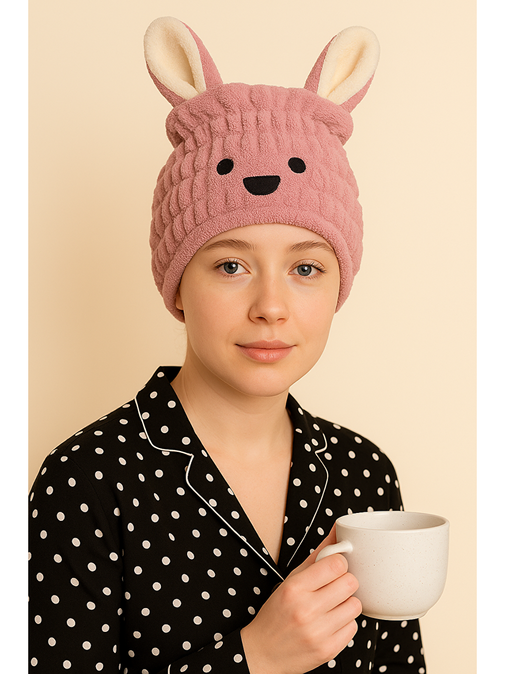 Karışık Tavşan Kulaklı Havlu Bone-1