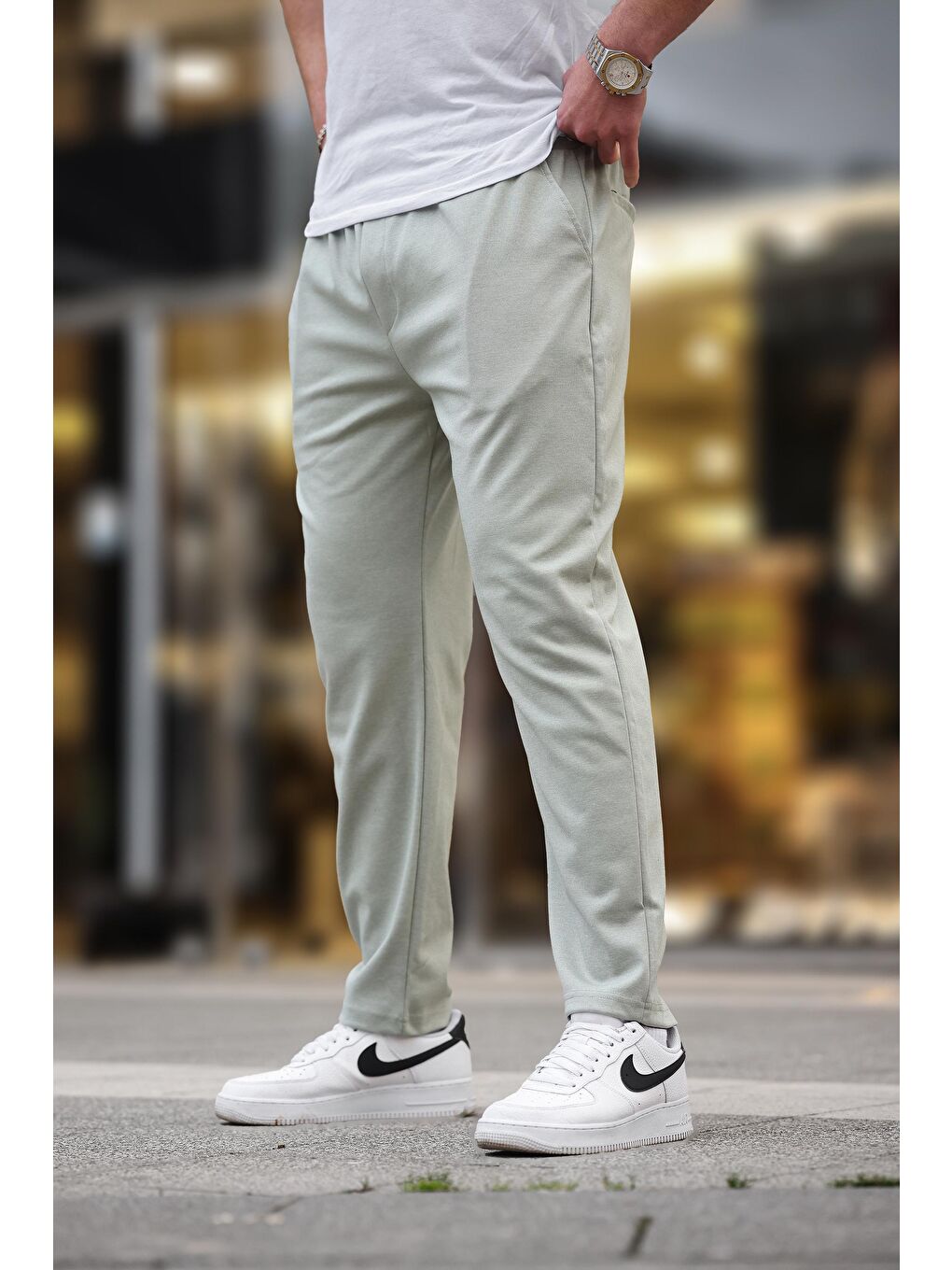 Çağla Yeşili Düz Paça Erkek Pantolon E6556