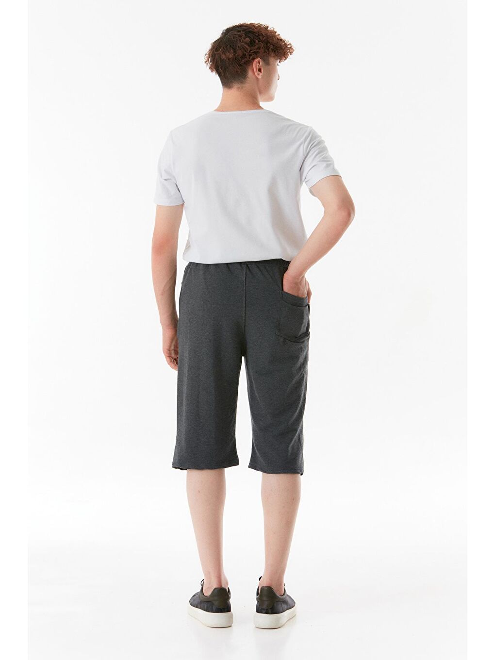 Antrasit Baskılı Beli Bağcıklı Cepli Kapri-4