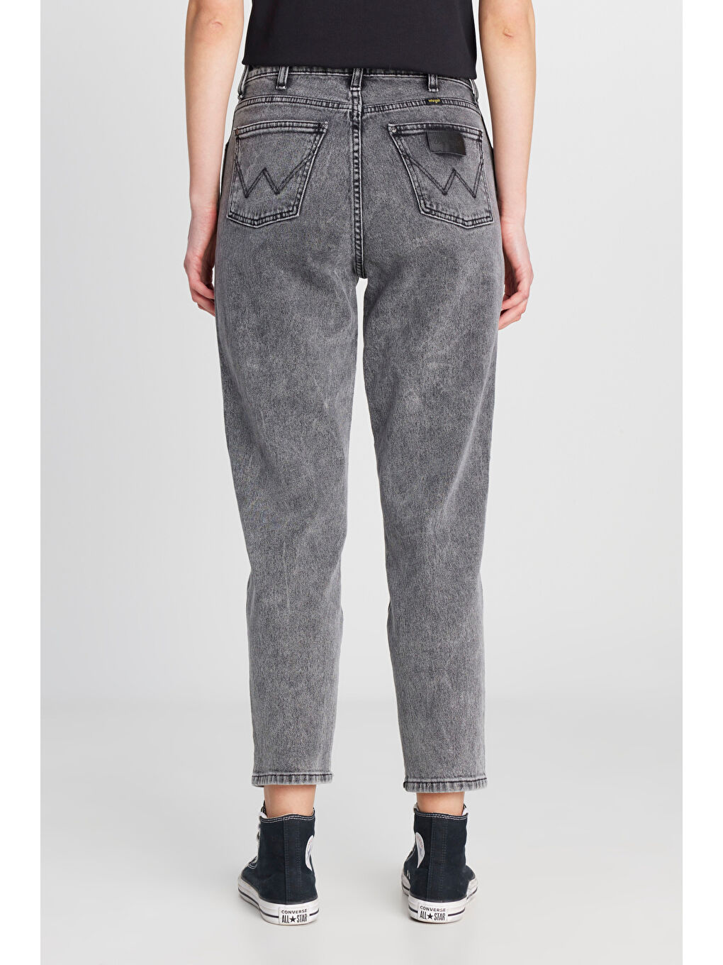 Mom Fit Yüksek Bel Dar Paça Açık Gri Pamuklu Esnek Jean Denim Pantolon-3