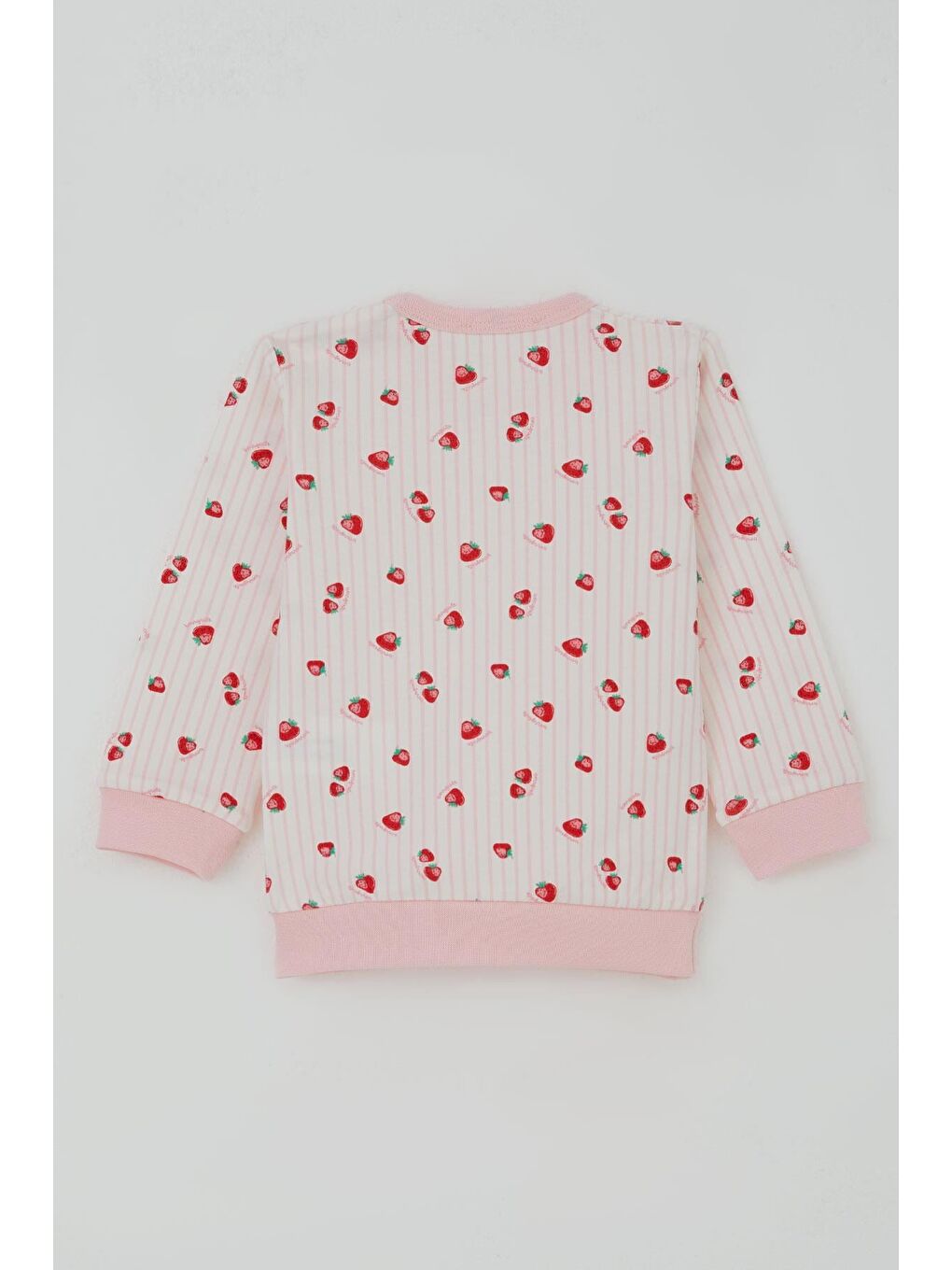 Kız Bebek Pijama Takımı Omuzdan Patlı Çilek Desenli Ekru (4 Ay-1 Yaş)-3